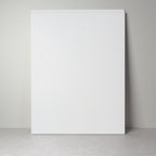 Milled Handle front for IKEA furniture in white lacquer, leaning against a wall, handle undercut along the top edge