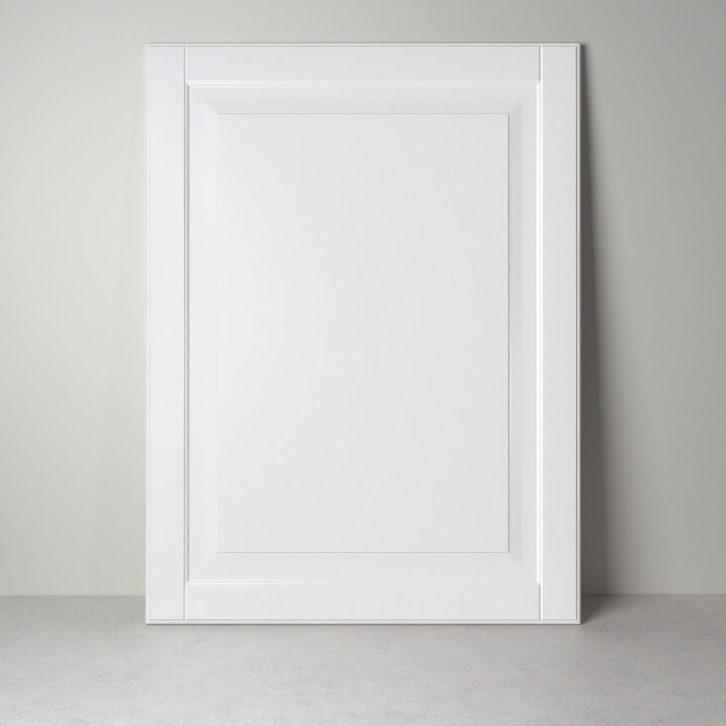 Vienna front for IKEA furniture, white lacquer, frame with a bevelled raised panel