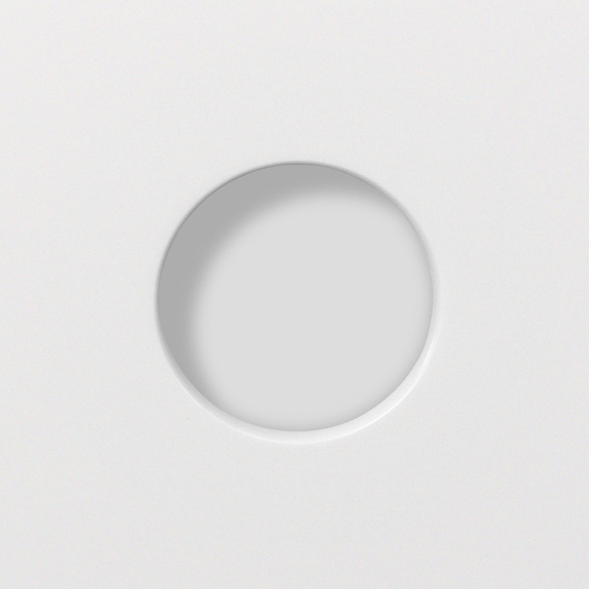 Round recessed handle in a Round front, interior in the same lacquer as the front, close-up