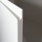 Handle undercut profile on the edge of a Milled Handle front, white lacquer close up