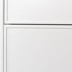 Drawers with Linea fronts close up, 12 mm frame and the gap between drawers, white lacquer