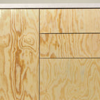 Gaps between drawers with pine plywood fronts, detail