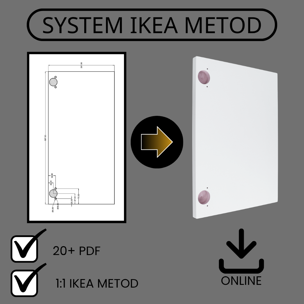 Template for IKEA METOD cabinet hinges – DIY PDF documentation set