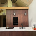 Close-up of smoked oak veneer texture, dark shade