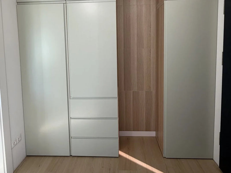 IKEA BESTÅ unit with Milled Handle fronts in mist green - Ogony customer project